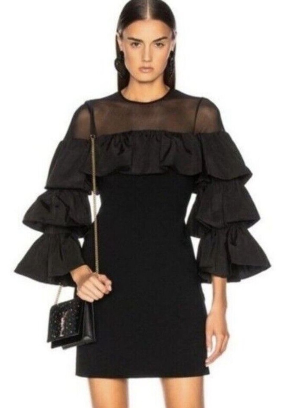 NWT Cinq a Sept Valentina Ruffle Black Cocktail Dress Women’s 4